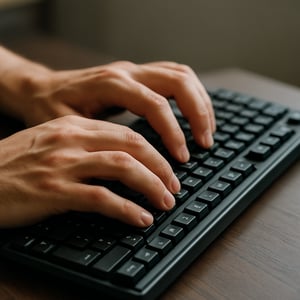 photo of human hands typing on the keyboard