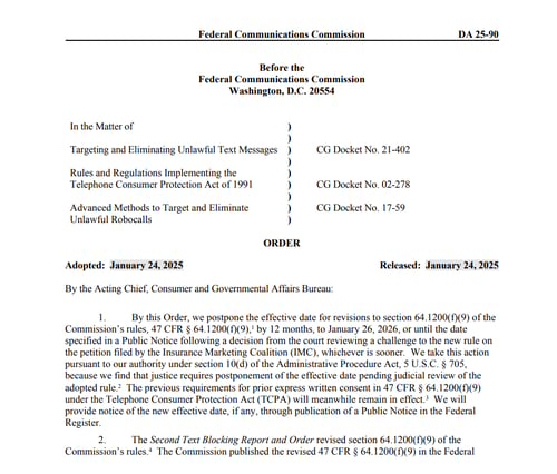 fcc one to one consent postponed